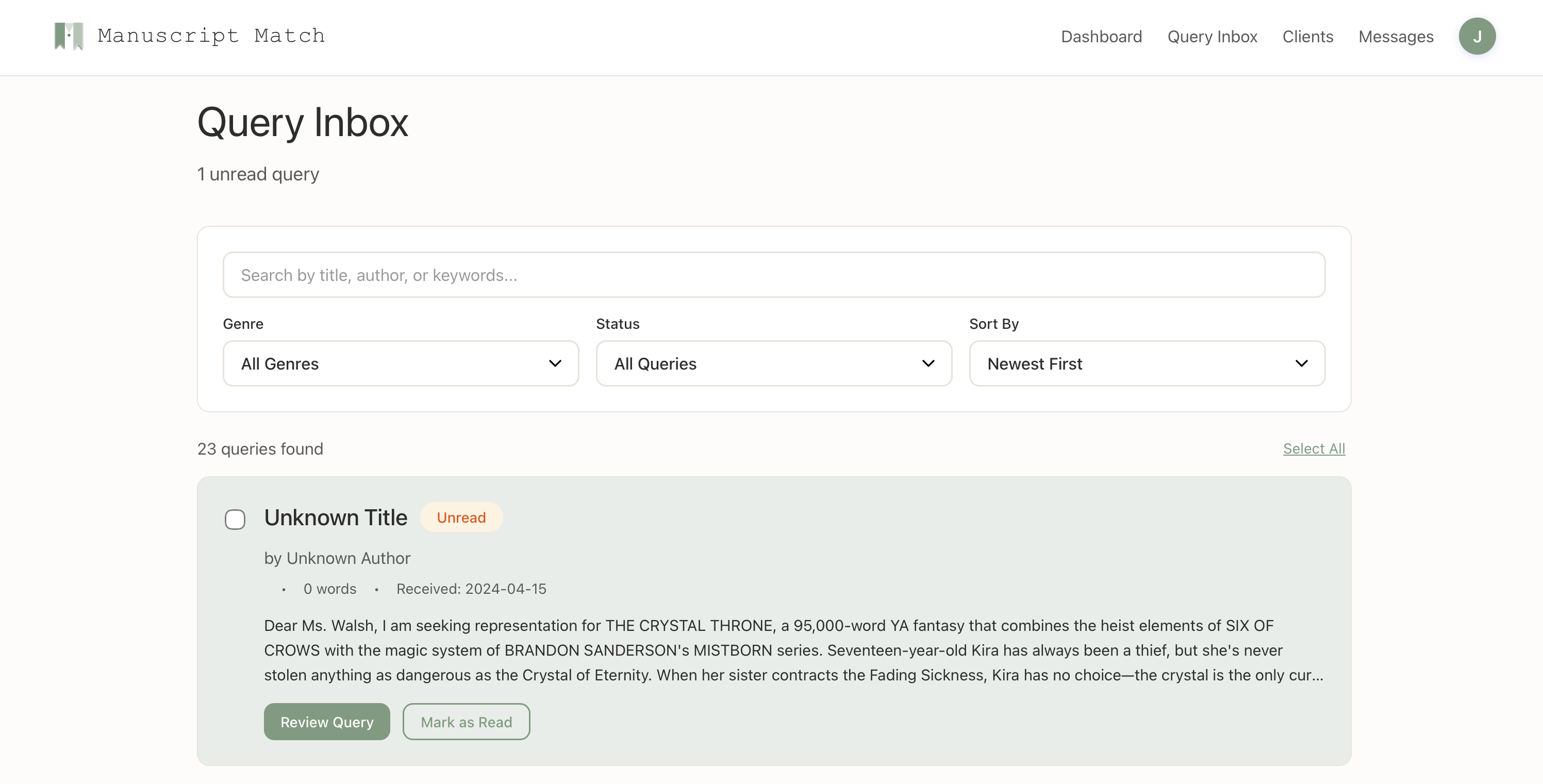 Manuscript For Query Example Manuscript Match